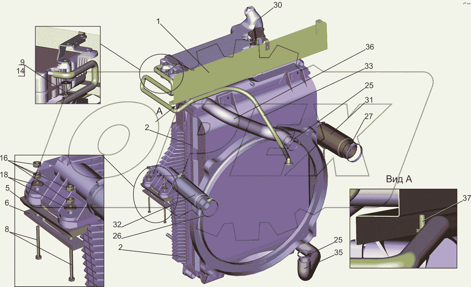 Установка системы охлаждения 5550V3-1300005-000