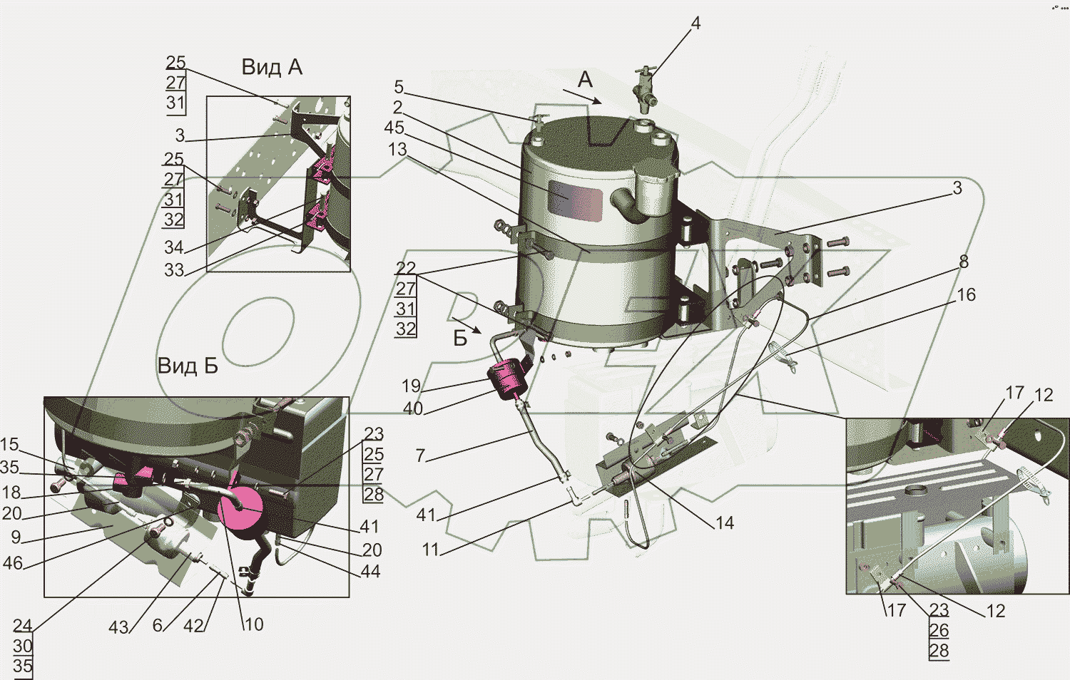 Установка топливопроводов подогревателя 643069-1015004-010