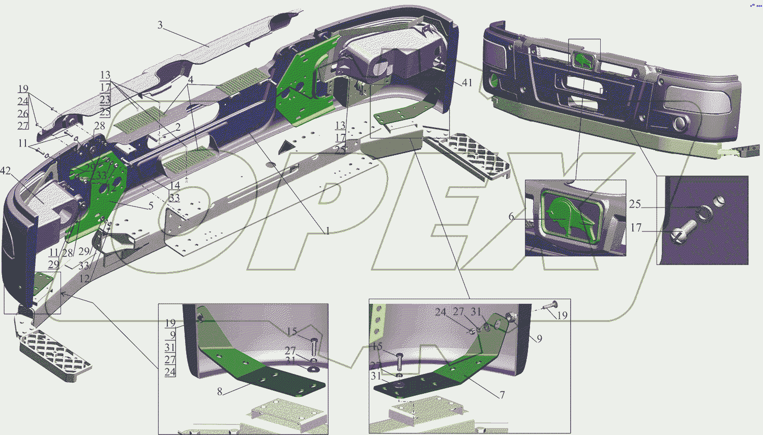 Установка переднего бампера 5340V4-2800003-030
