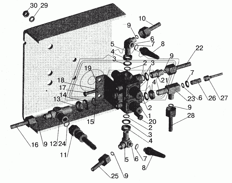 Крепление четырехконтурного клапана МАЗ-551605, 551603