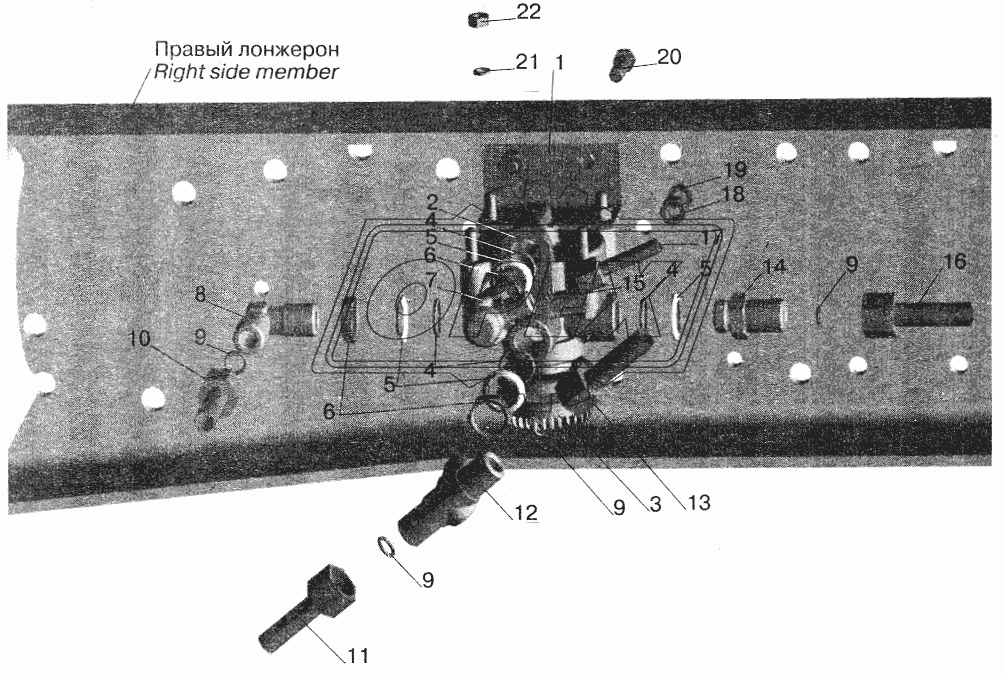 Установка ускорительного клапана и присоединительной арматуры МАЗ-642208, 642205 1