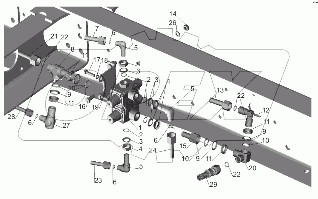 Крепление четырехконтурного клапана 5551-3515002