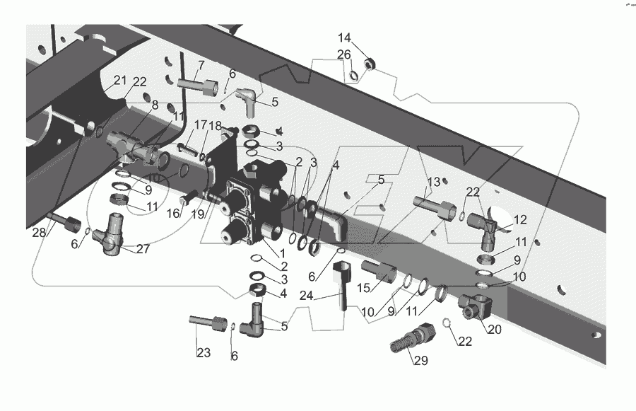 Крепление четырехконтурного клапана 5551-3515002