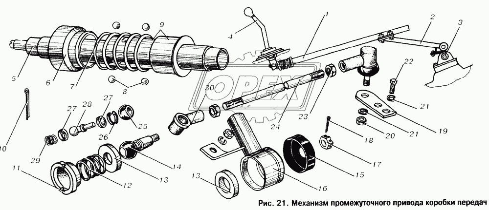 Механизм промежуточного привода коробки передач