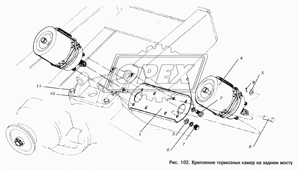 Крепление тормозных камер на заднем мосту