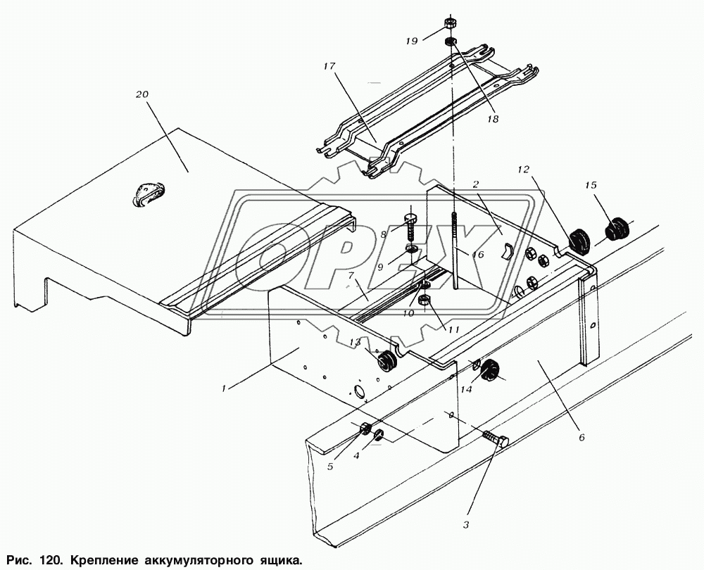 Крепление аккумуляторного ящика