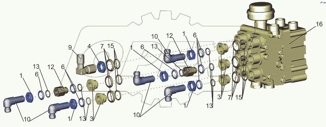 Блок электропневмоклапанов ECAS с угольниками 631019-2926006
