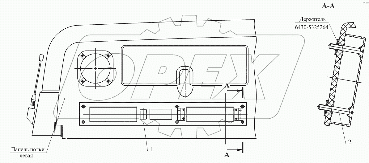 Установка панели на полке 544019-7901080