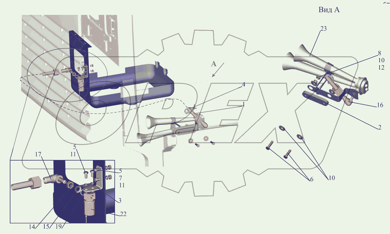 Установка пневмосигнала 6430-3700096, 6430-3700096-700