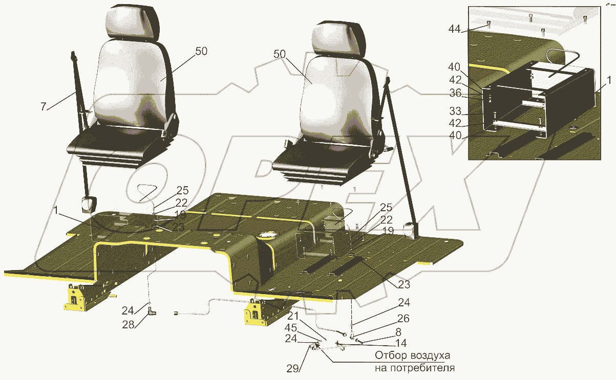 Установка и пневмопитание сидений 544069-6800006