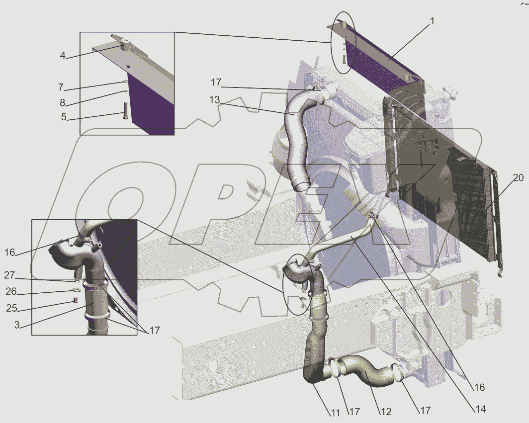 Установка системы охлаждения 544019-1300005