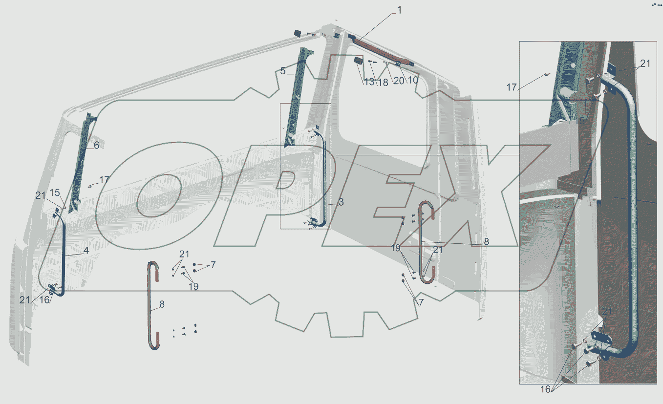 Установка поручней в кабине 6430-8200030