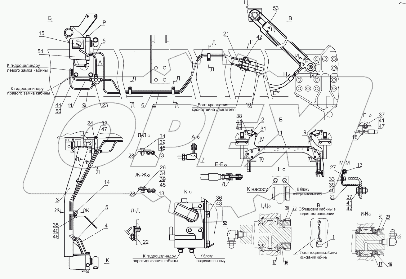 Установка механизма подъема кабины 544019-5000040-011