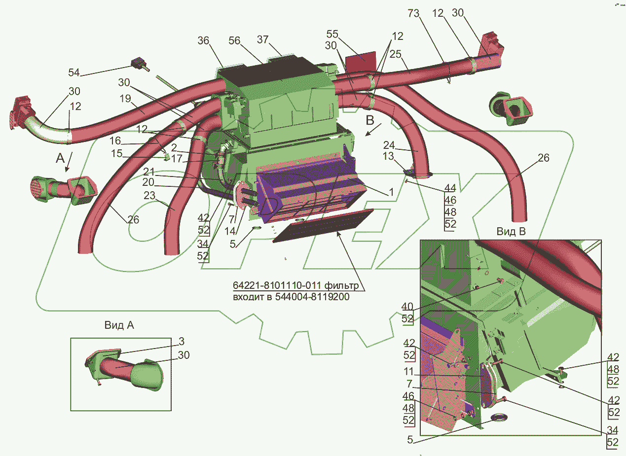 Установка отопителя 631019-8100001