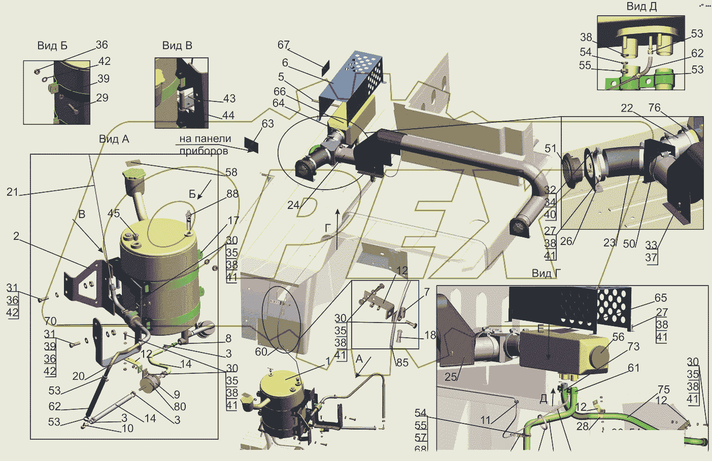 Установка воздушного отопителя 544019-8100002-011
