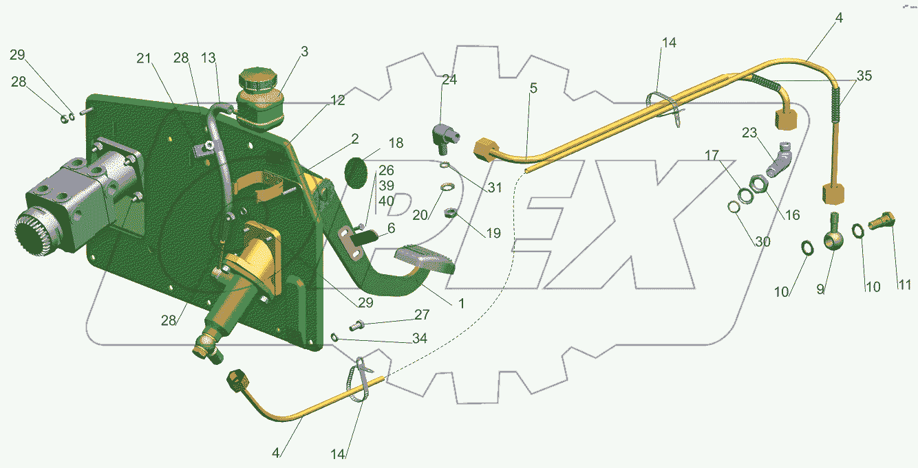 Установка механизма управления сцеплением 544019-1600005