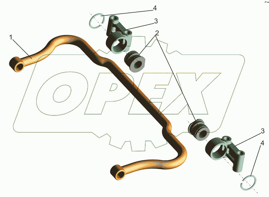 Вал стабилизатора с кронштейнами 6430-2906006