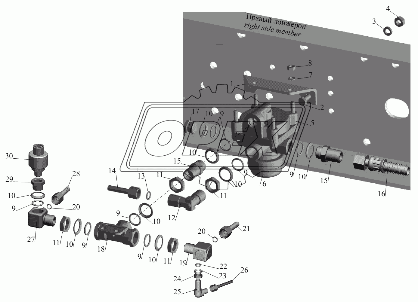 Установка ускорительного клапана и присоединительной арматуры 3