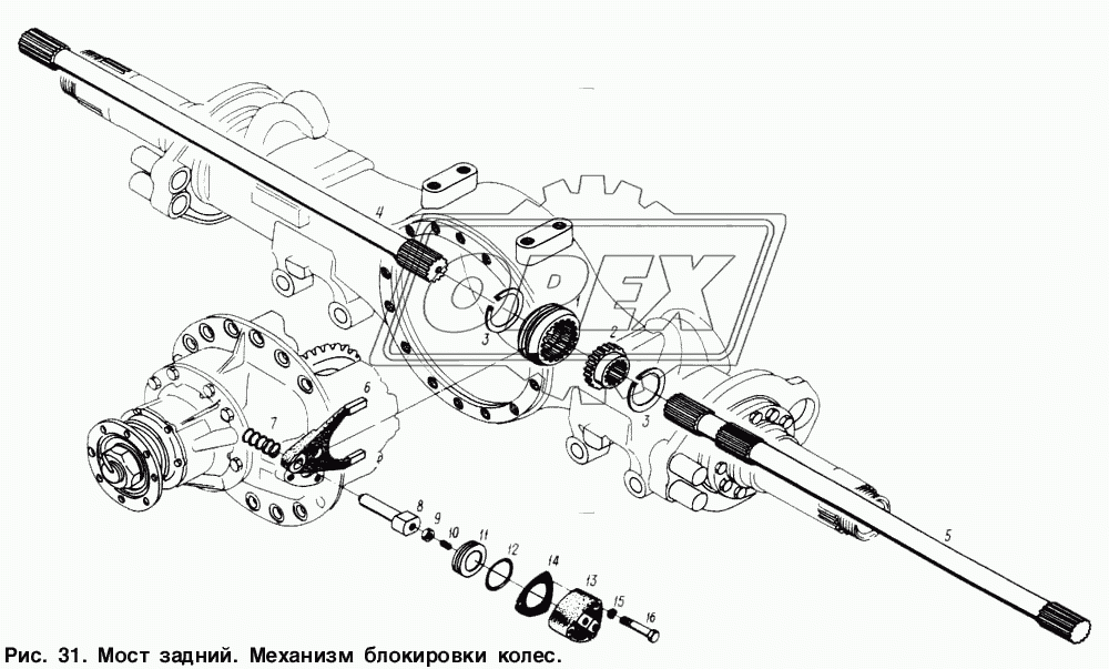 Мост задний. Механизм блокировки колес