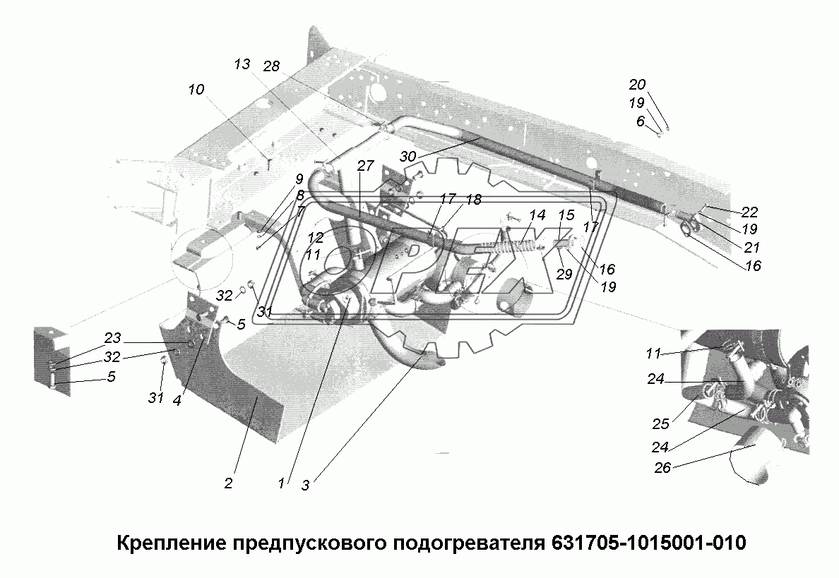 Крепление предпускового подогревателя 631705-1015001-010