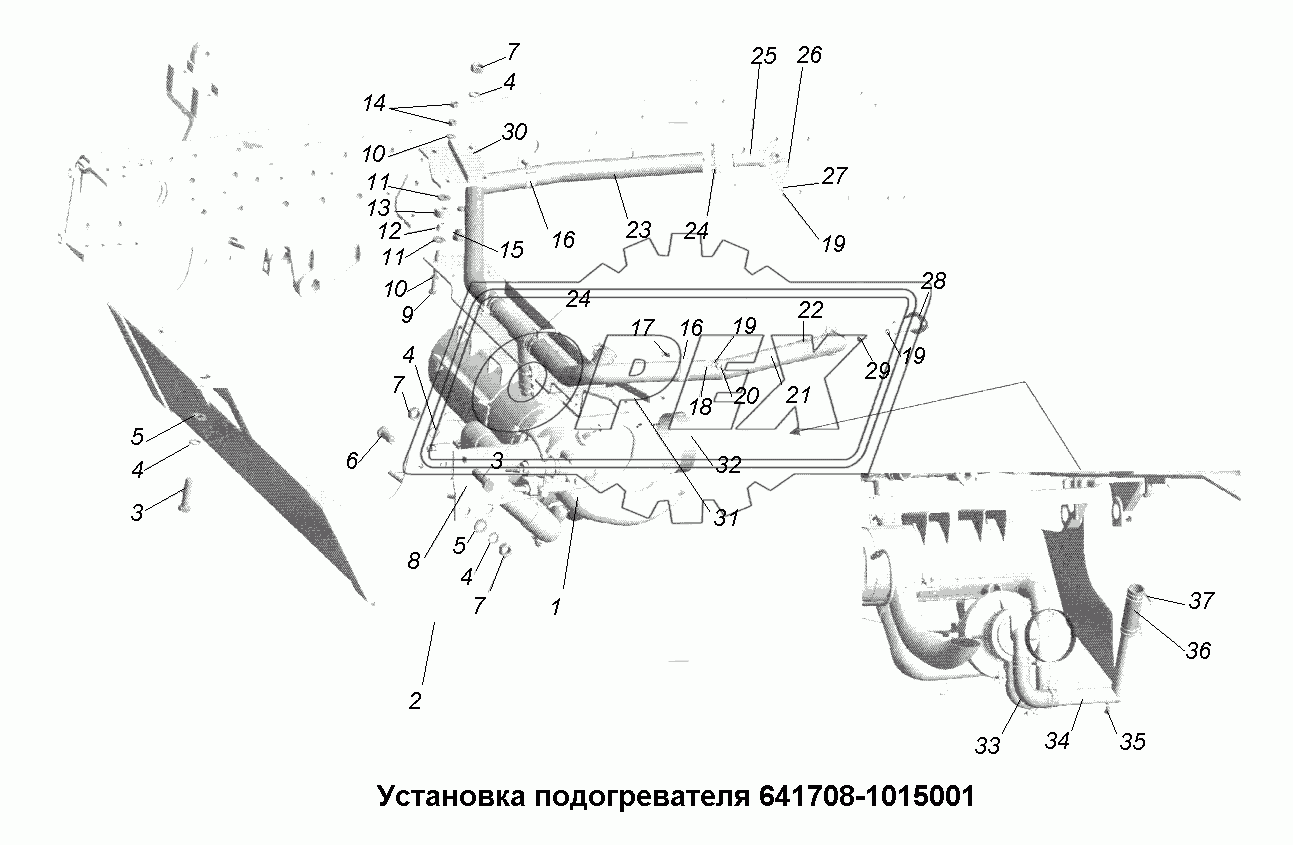 Установка подогревателя 641708-1015001