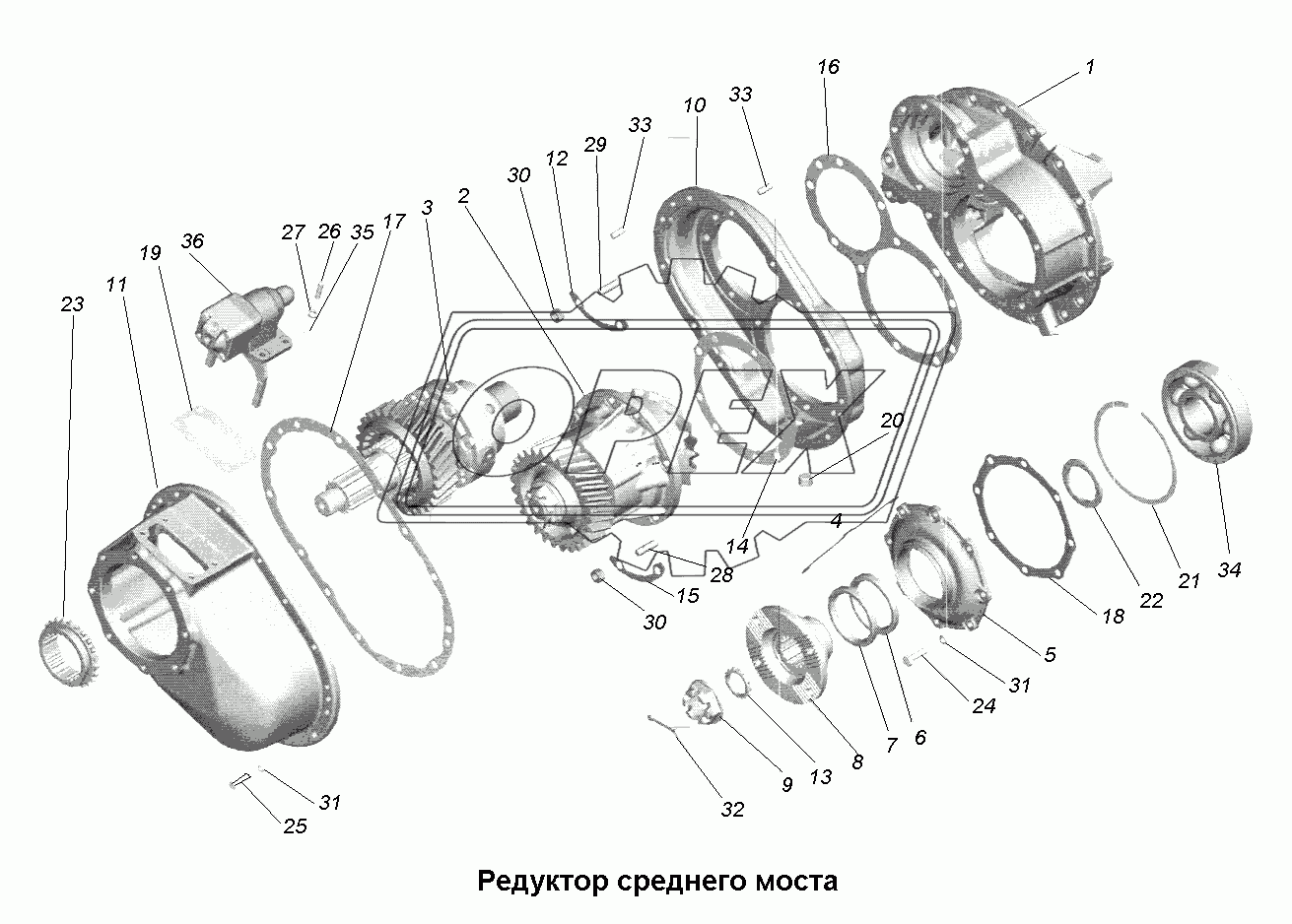 Мост средний\Редуктор среднего моста