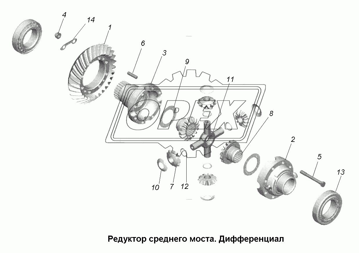 Мост средний\Редуктор среднего моста. Дифференциал