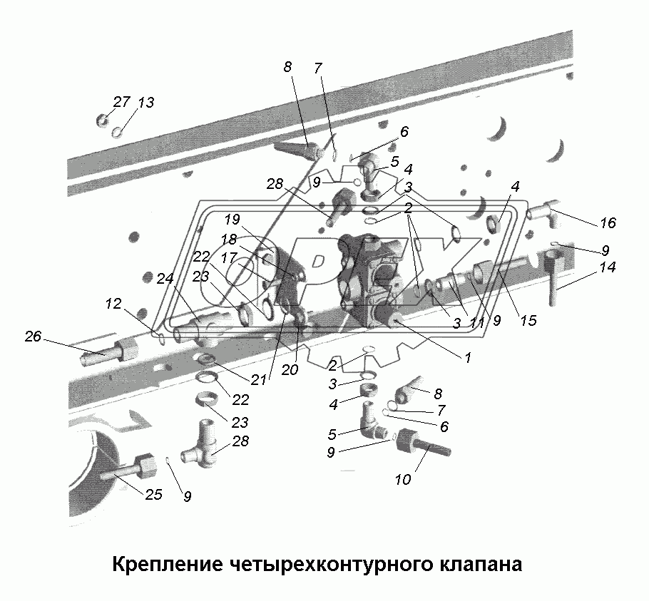 Тормоза\Крепление четырехконтурного клапана