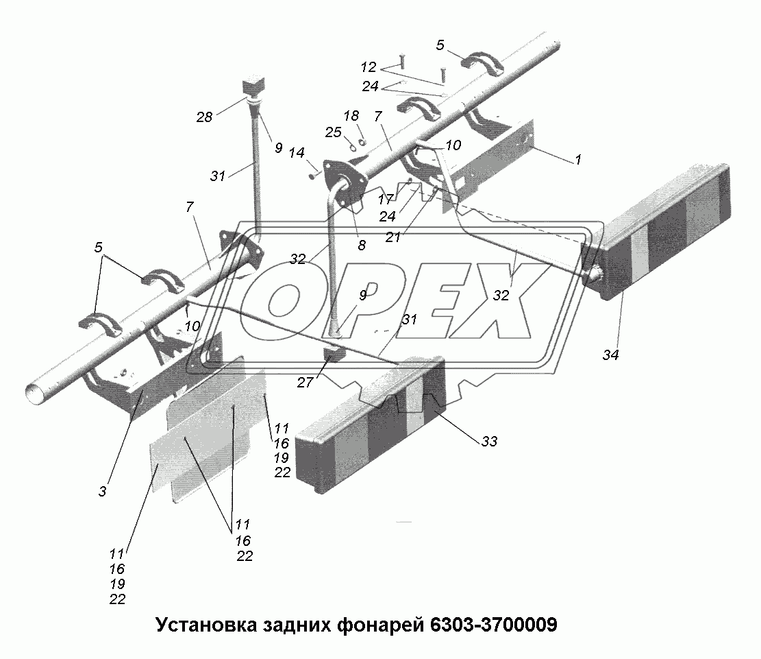 Электрооборудование\Установка задних фонарей 6303-3700009