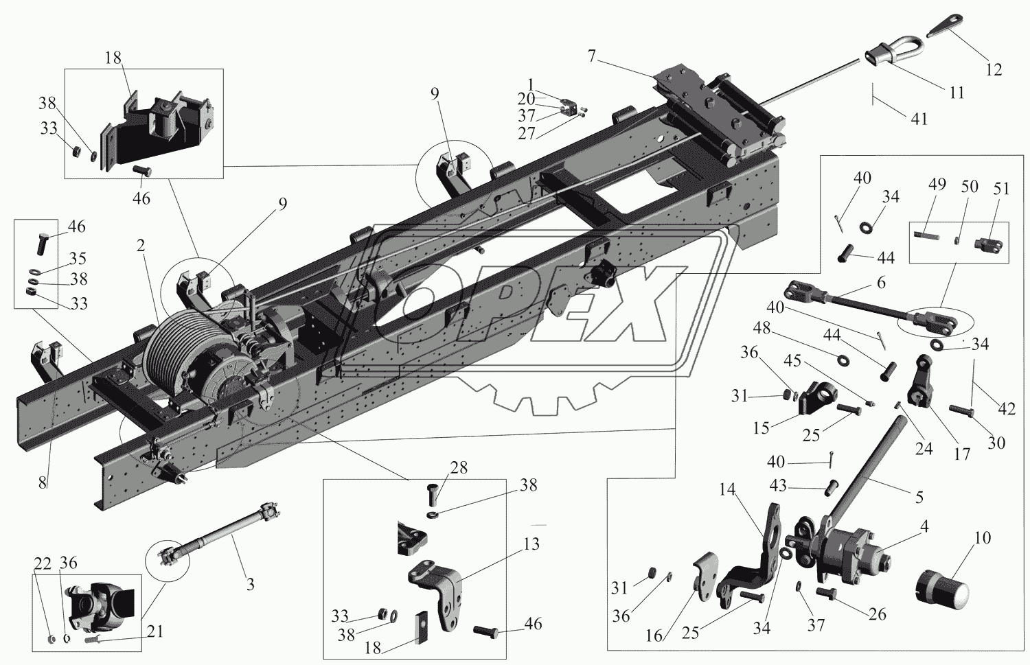 Установка и привод лебедки 631708-4500000