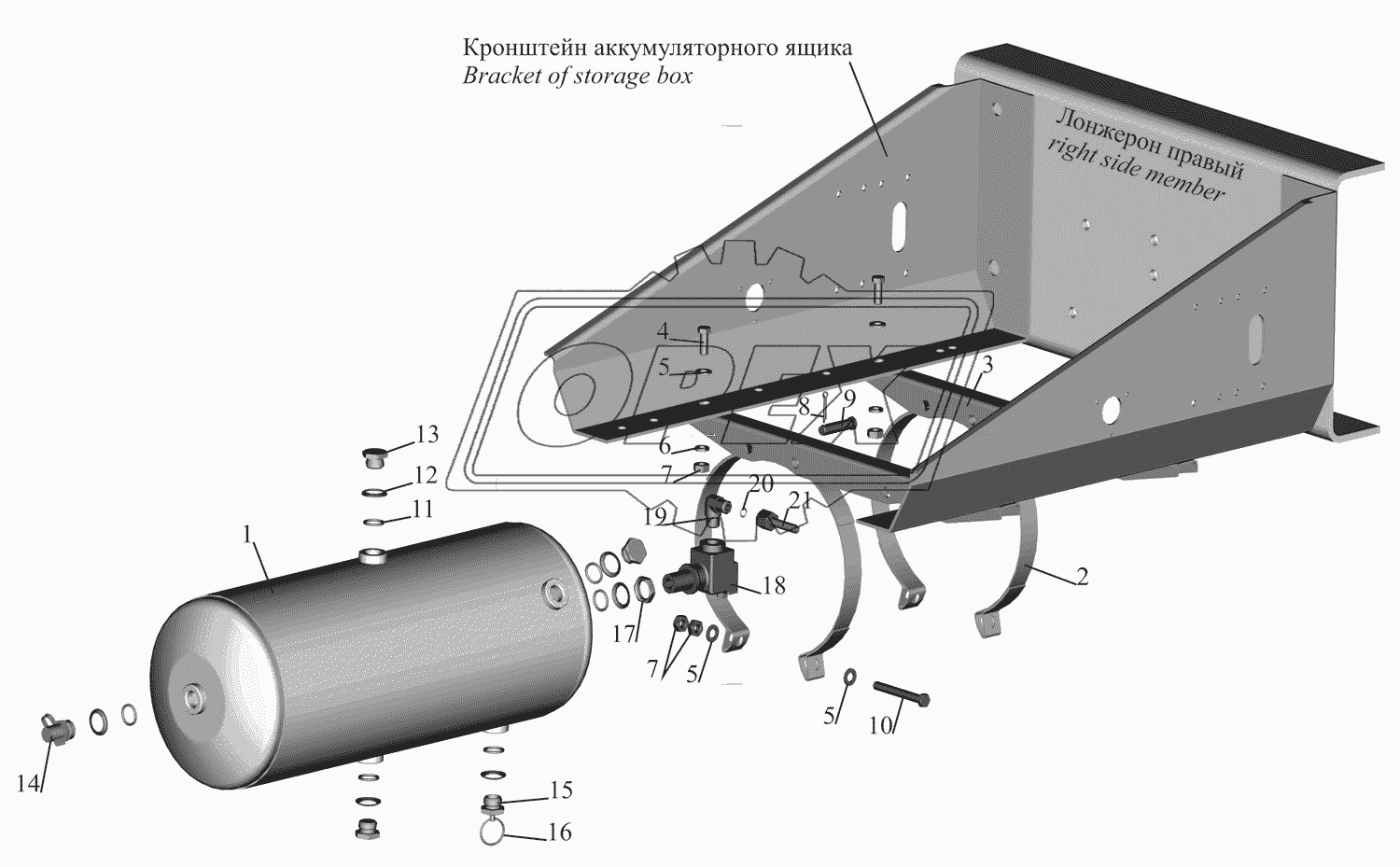 Установка ресивера 631708-3513005 и присоединительной арматуры