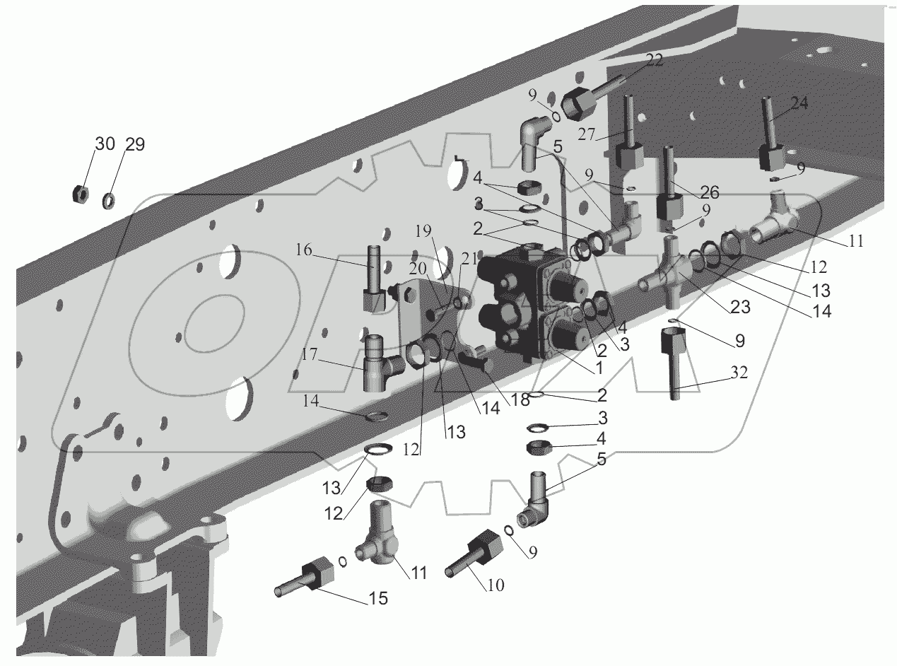 Крепление четырехконтурного клапана 5516-3515004