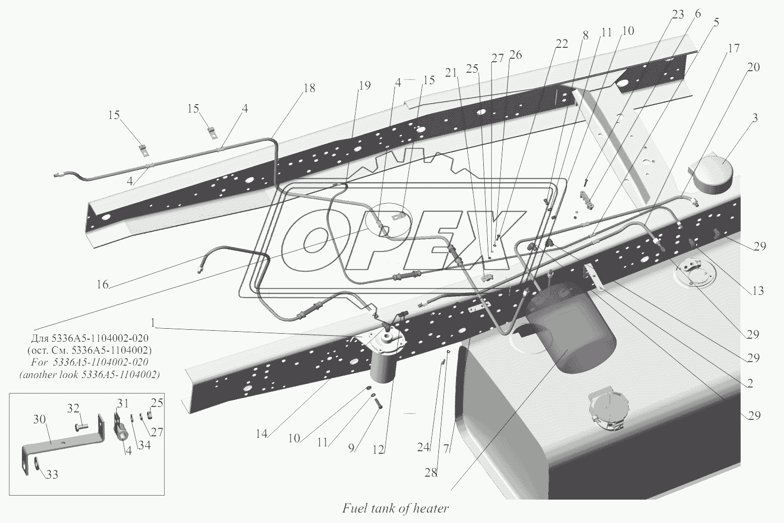 Установка топливопроводов (без подогревателя) 2