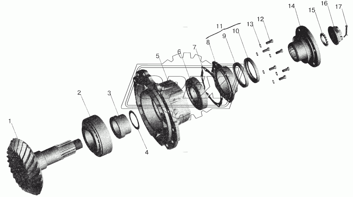 Мост задний МАЗ-543208. Шестерня ведущая