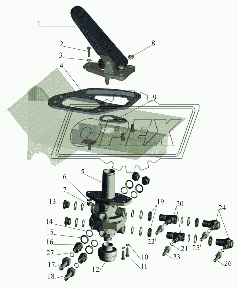 Тормозной кран с присоединительной арматурой 1