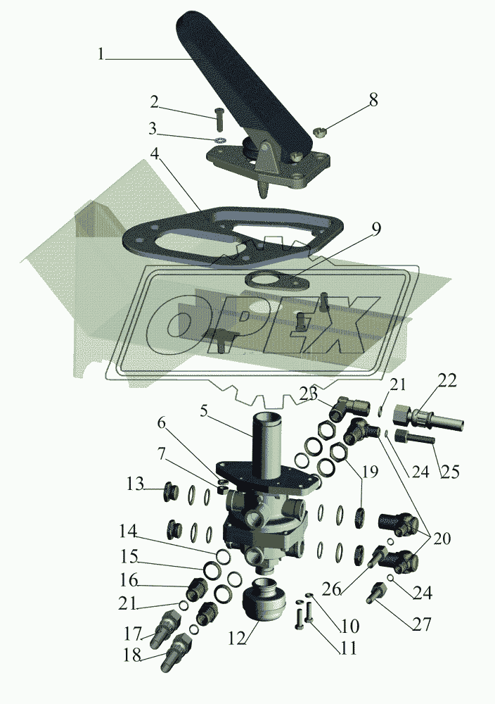 Тормозной кран с присоединительной арматурой 2