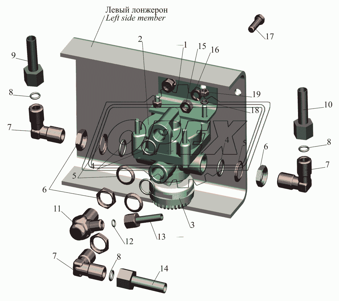 Установка ускорительного клапана и присоединительной арматуры МАЗ-642505 (210,211) 1