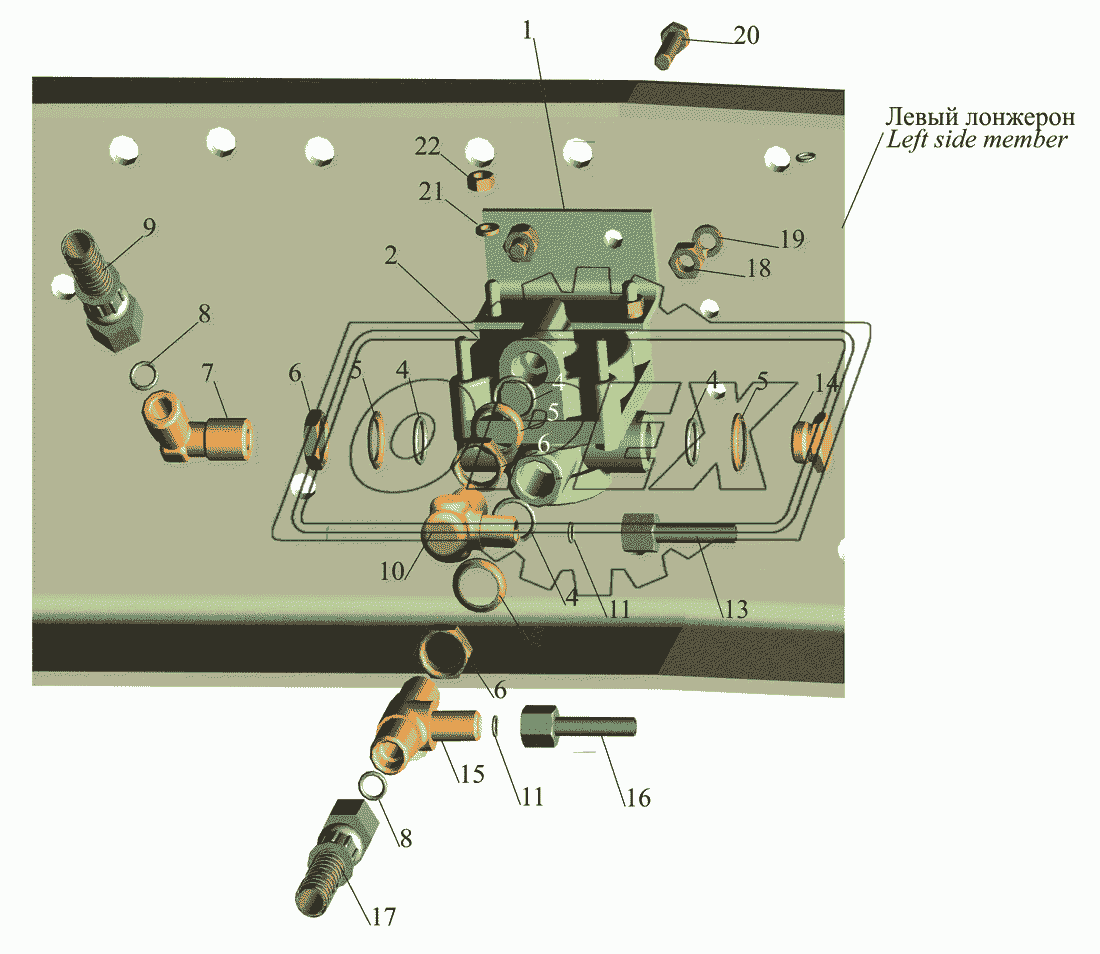 Установка ускорительного клапана и присоединительной арматуры МАЗ-642505 (220,221), 642508 (220,221)