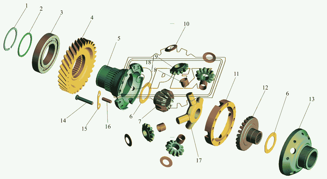 Коробка раздаточная. Дифференциал 5434-1830010-12