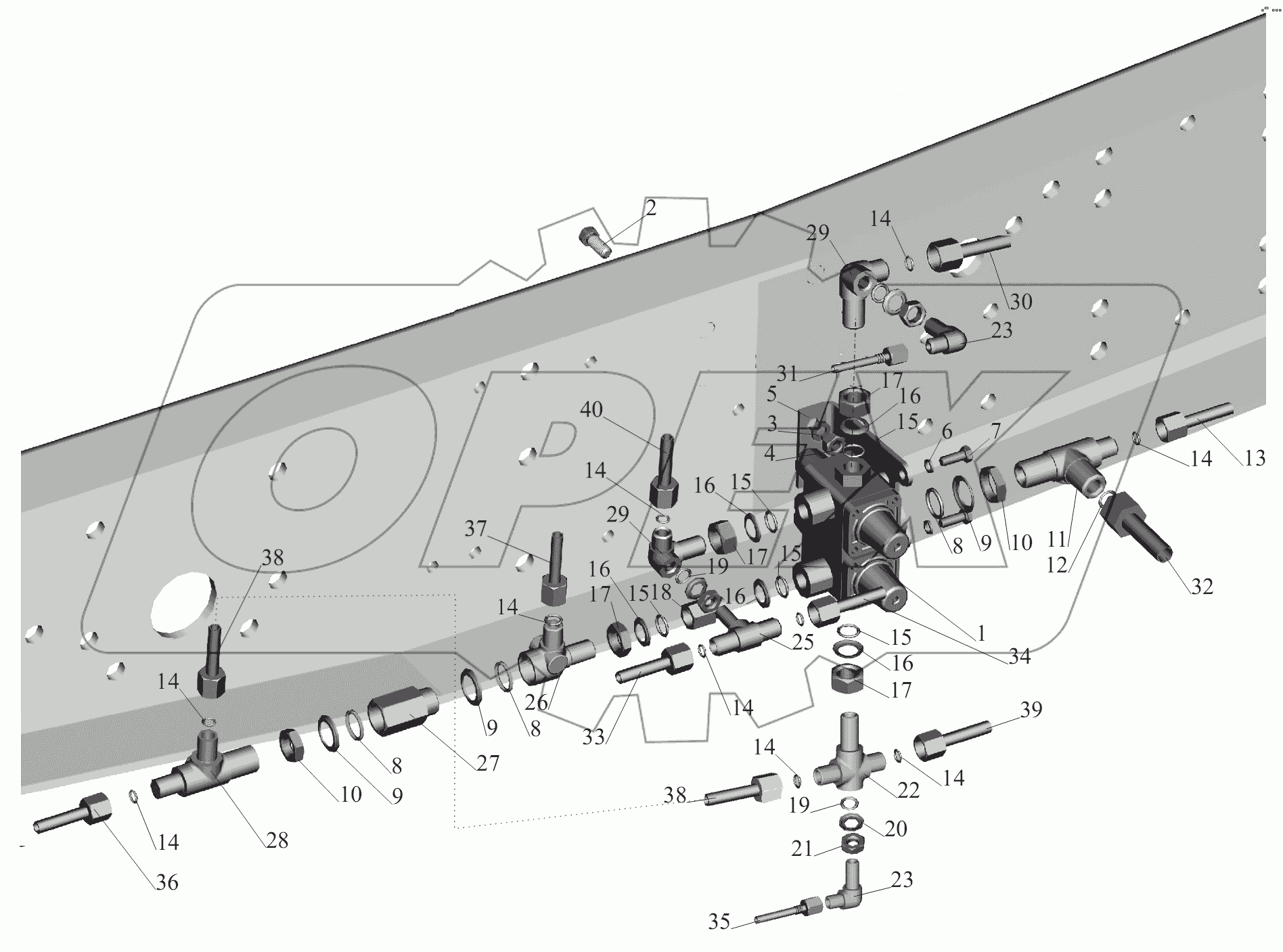 Крепление четырехконтурного клапана 6430-3515002