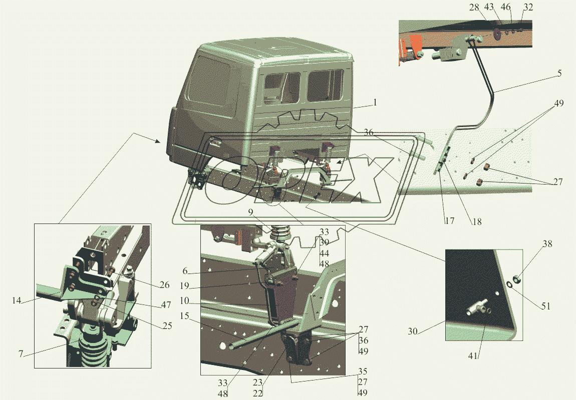 Установка кабины 6501-5000002-010