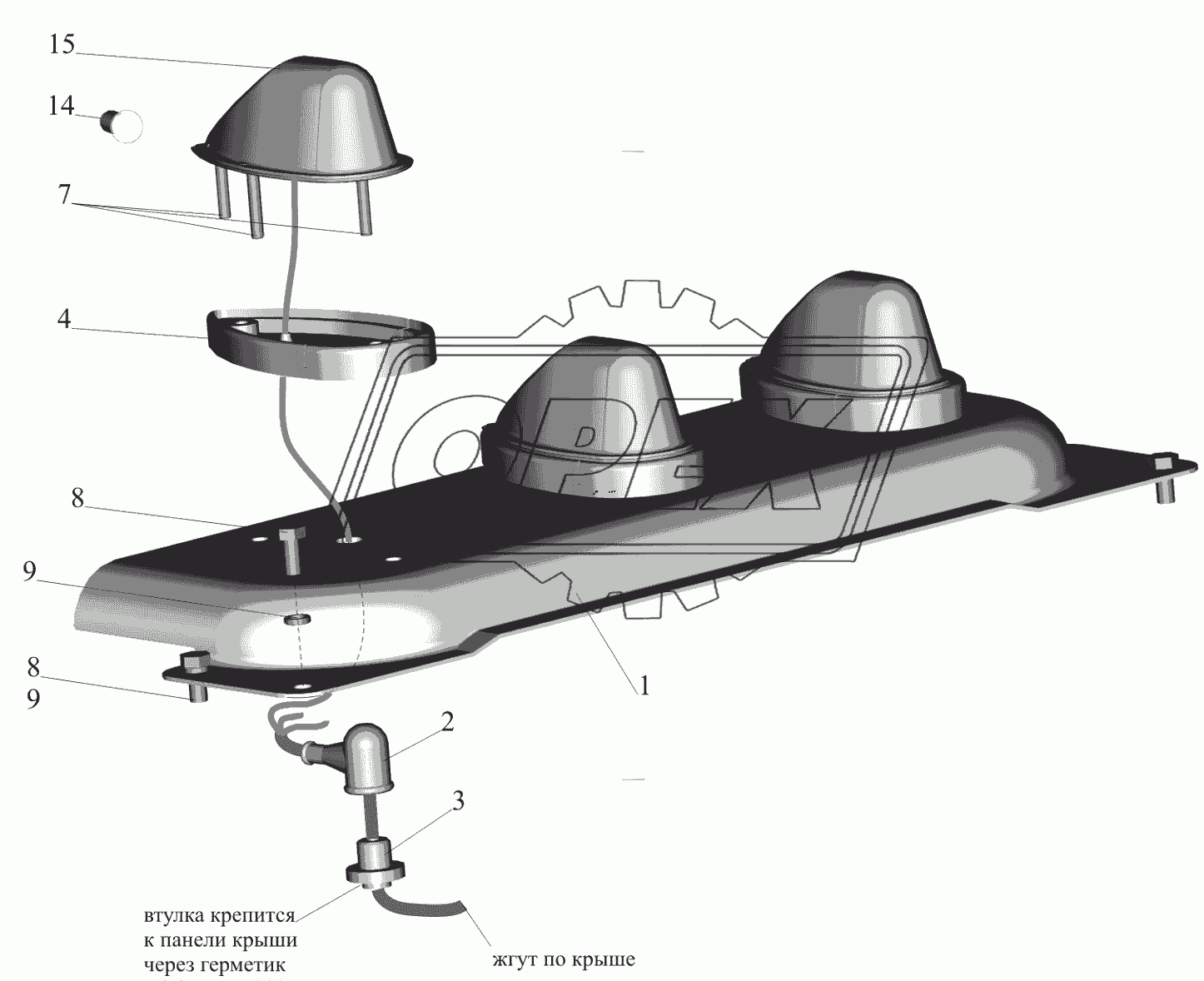 Установка фонарей автопоезда 6501-3700099-001