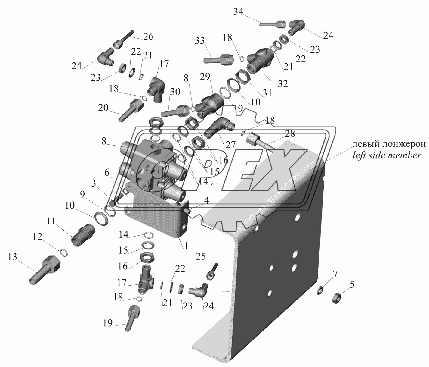 Крепление четырехконтурного клапана 650107-3515002