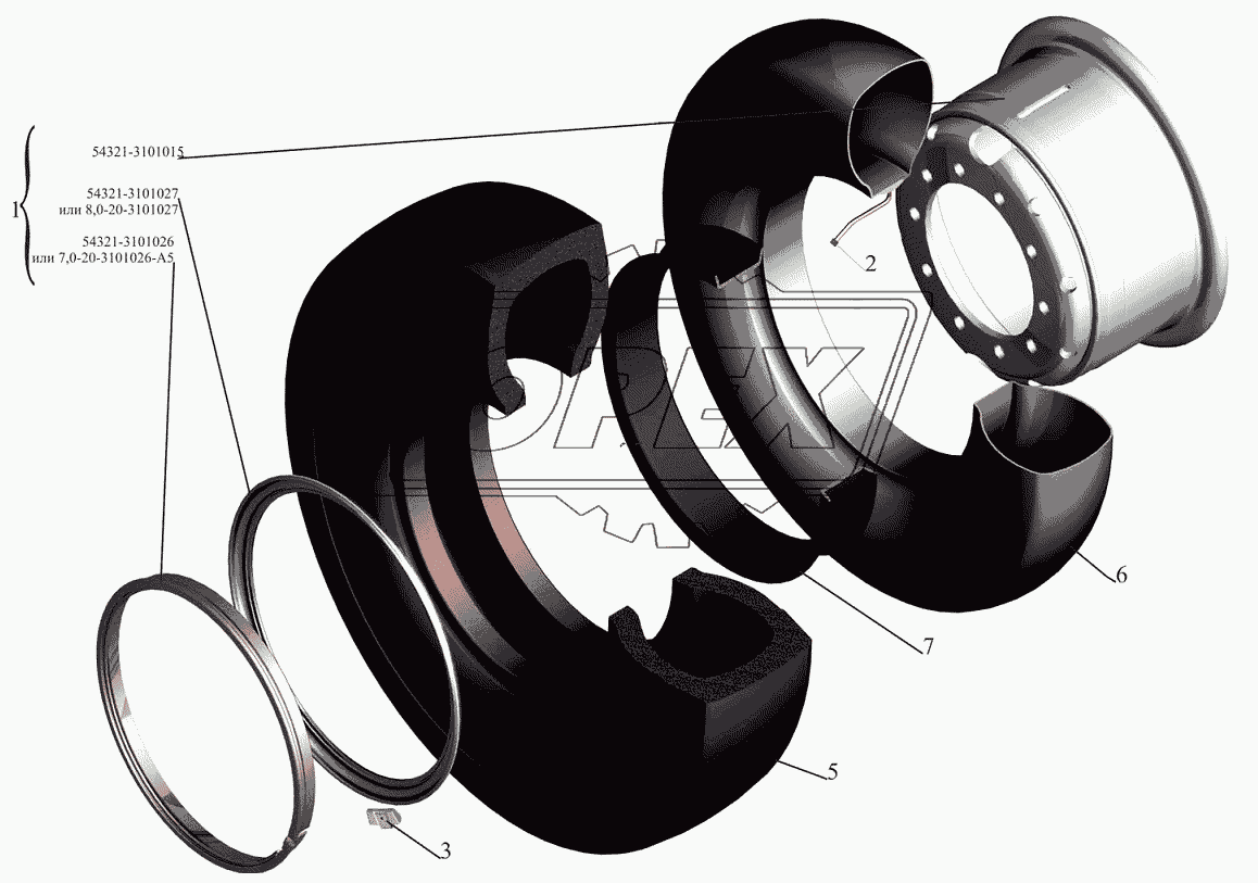 Колесо и шина (54321-3101011)