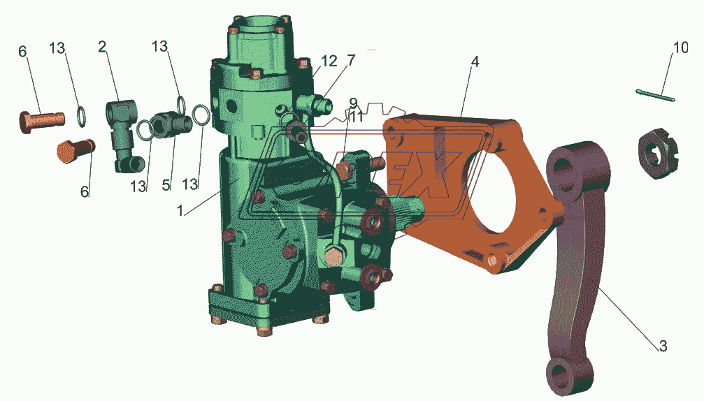 Механизм рулевой с кронштейном 6418-3400006