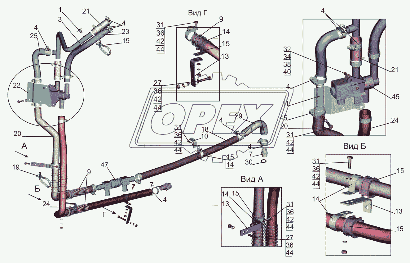 Установка шлангов отопителя 6516A9-8100006-030