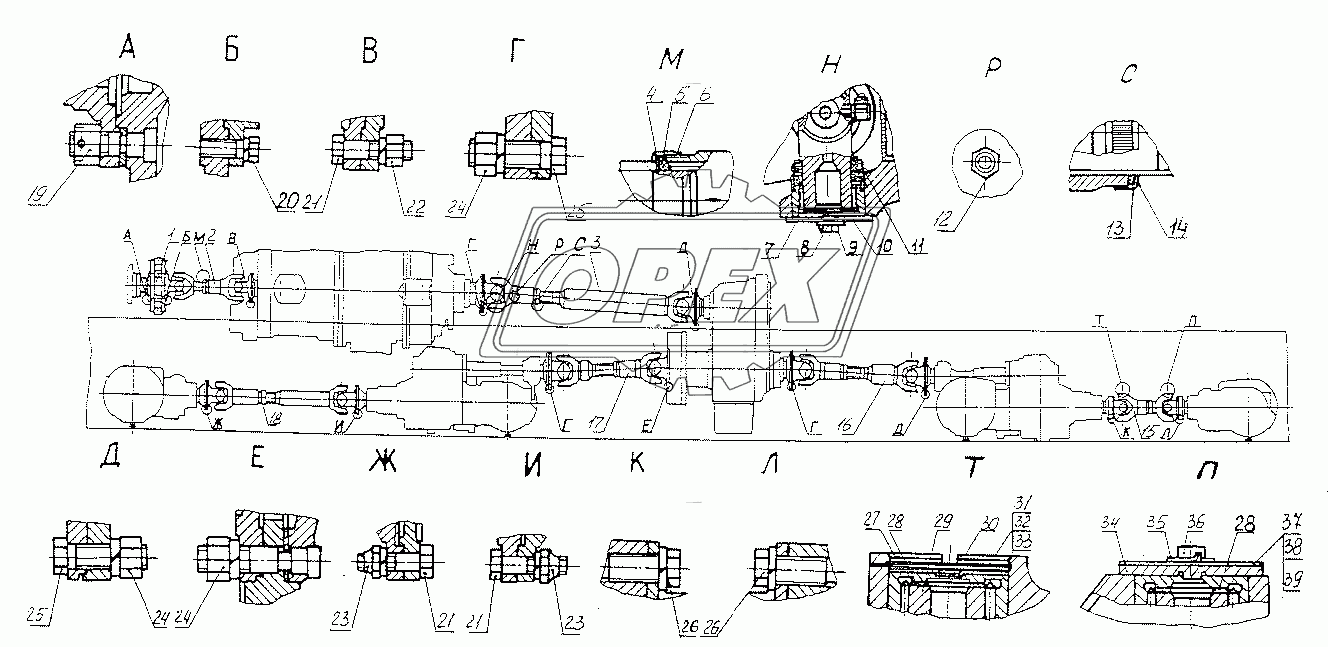 Передача карданная трансмиссии, валы карданные