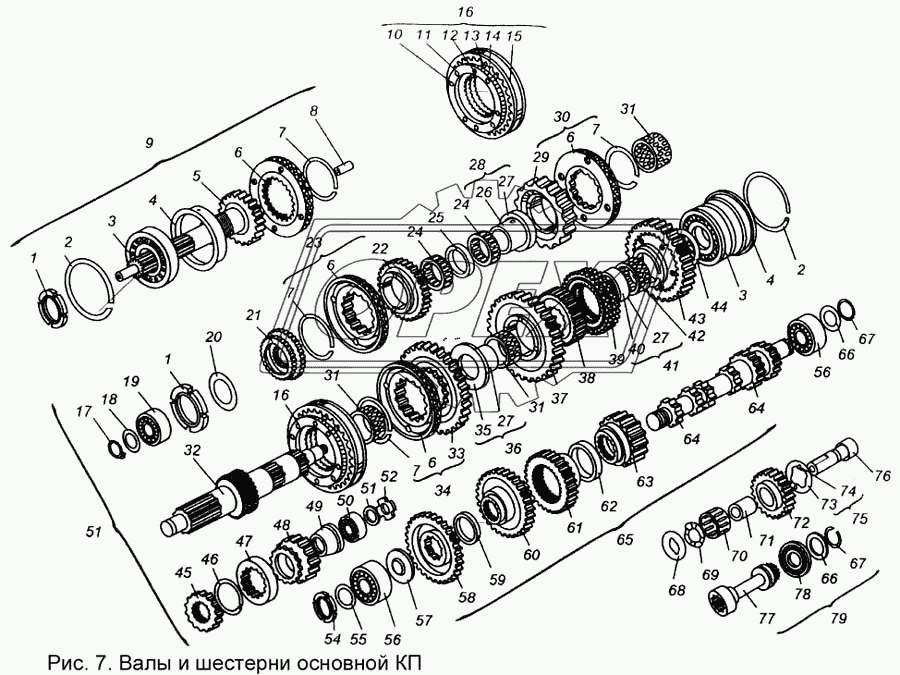Валы и шестерни основной КП
