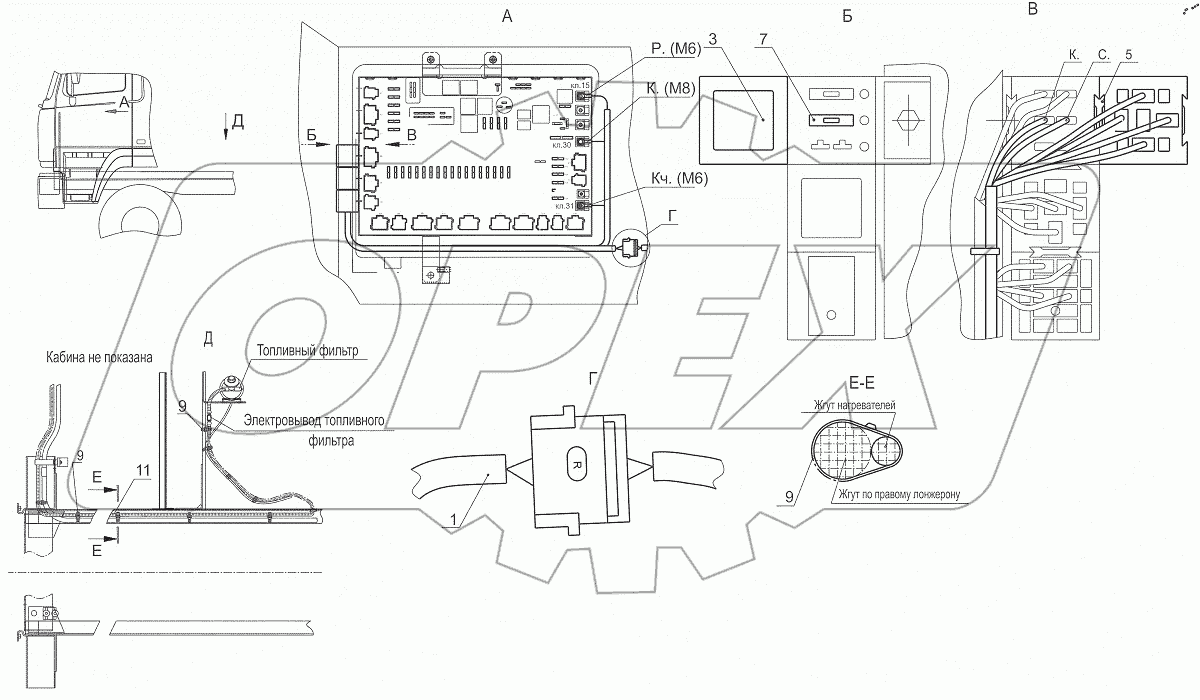  Установка нагревателей на двигателе