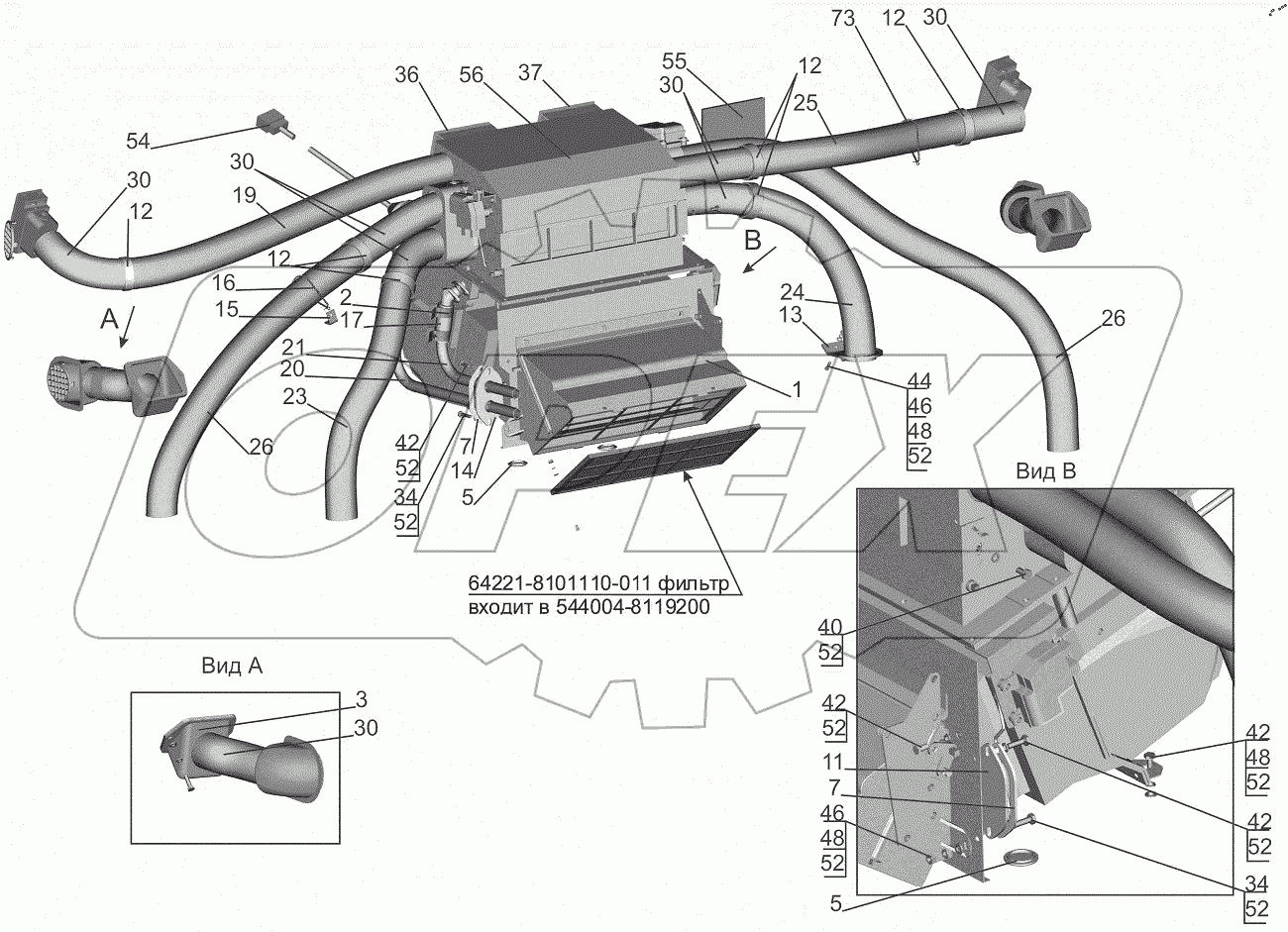  Установка отопителя 631019-8100001